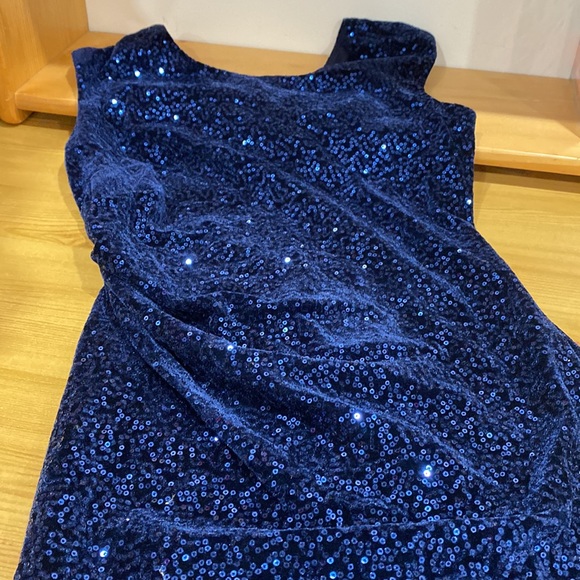 **NWOT ** Eliza J Velvet Allover Sequin Sheath Dress Navy Blue - Picture 13 of 17